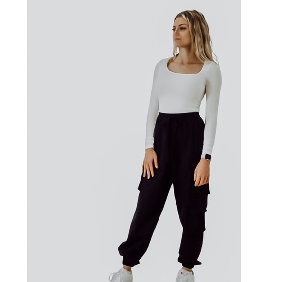 Asymmetrical Premium Micro Ribbed Modal Square Neck Long Sleeve Bodysuit NWOT - Picture 10 of 15